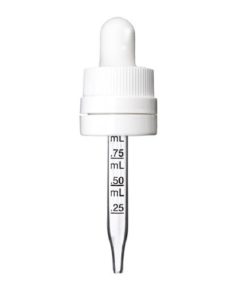 0.5 oz White Child Resistant with Tamper Evident Seal Graduated Glass Dropper