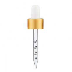 2oz White Matte Gold Calibrated Glass Dropper