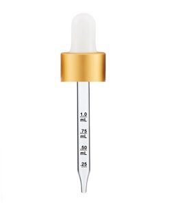 2oz White Matte Gold Calibrated Glass Dropper