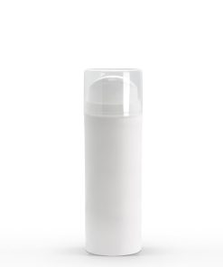 100 ml White Polypropylene Airless Pump Bottle with Safe White Snap Cap and Clear Cap