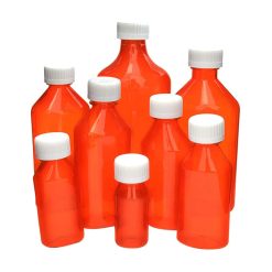 Amber Graduated Oval RX Bottles with Child Resistant Caps