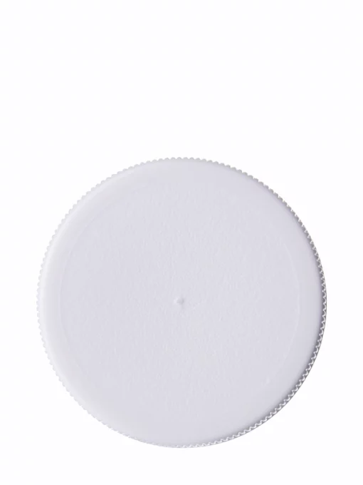 white pp plastic 38 400 ribbed skirt lid with unprinted heat induction seal
