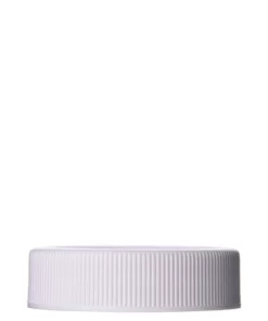 white pp plastic 38 400 ribbed skirt lid with unprinted heat induction seal